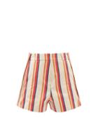 Ladies Rtw Paco Rabanne - High-rise Jacquard-stripe Cotton-twill Shorts - Womens - Orange Multi