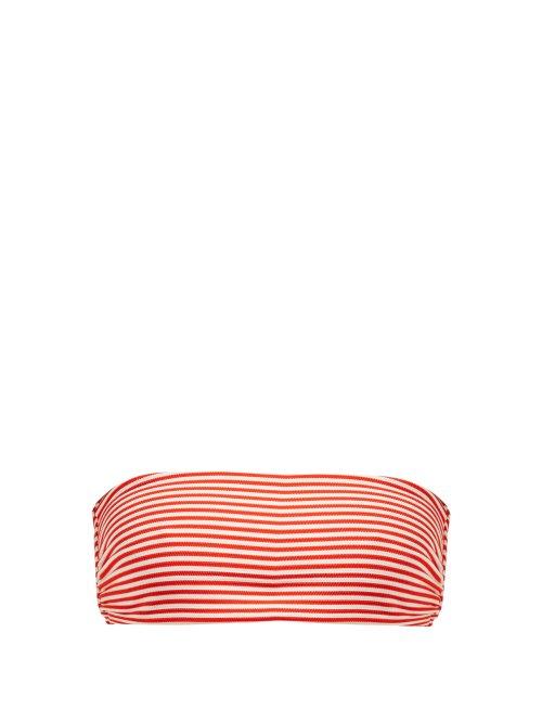 Matchesfashion.com Mara Hoffman - Abigail Striped Bandeau Bikini Top - Womens - White