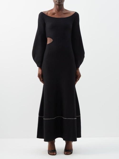 Gabriela Hearst - Oskar Cutout Off-the-shoulder Wool-blend Dress - Womens - Black
