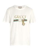 Matchesfashion.com Gucci - Vintage Logo T Shirt With Bunny Appliqu - Mens - Cream