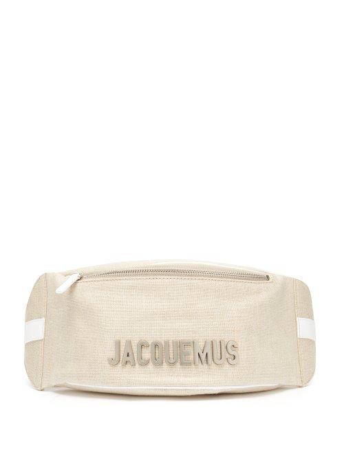 Matchesfashion.com Jacquemus - La Banane Logo Plaque Linen Belt Bag - Mens - Beige