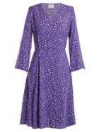 Matchesfashion.com Bower - Bianca Dot Print Poplin Wrap Dress - Womens - Blue Multi