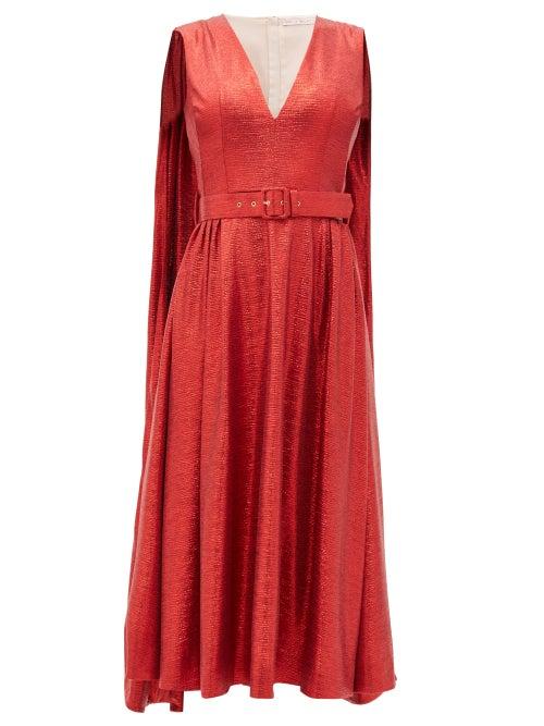 Matchesfashion.com Emilia Wickstead - Farrell Caped Lam Dress - Womens - Red