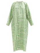 Asceno - Rhode Foliage-print Silk-twill Dress - Womens - Green Print