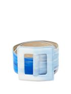 Matchesfashion.com Carolina Herrera - Square-buckle Abstract-print Canvas Belt - Womens - Blue White