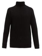 Matchesfashion.com Officine Gnrale - Wide Gauge Knitted Wool Roll Neck Sweater - Mens - Black