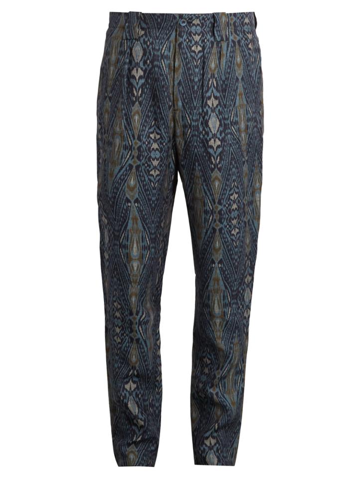 Etro Tribal-print Linen Trousers