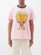 Gucci - Tiger-print Cotton-jersey T-shirt - Mens - Pink Multi