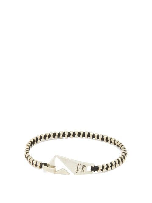 Matchesfashion.com Paul Smith - Logo-engraved Silver-plated Zip Bracelet - Mens - Silver Black