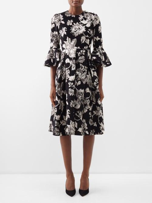 Erdem - Irvine Floral-brocade Dress - Womens - Black Silver
