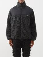 Versace - Monogram-intarsia Fleece Jacket - Mens - Black Grey