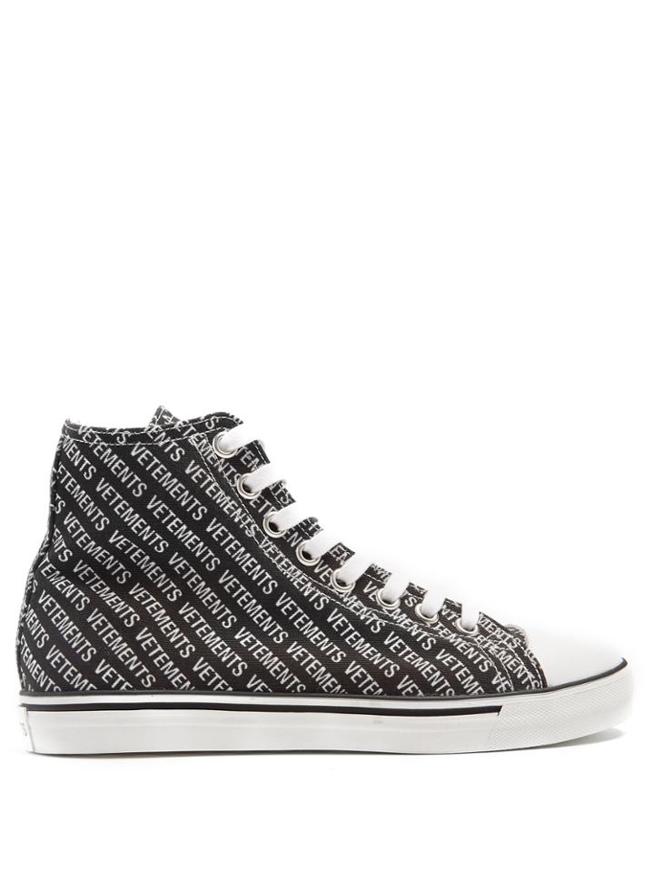 Vetements Logo-print High-top Canvas Trainers