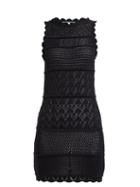 Matchesfashion.com Alexachung - Scalloped Cotton Blend Crochet Mini Dress - Womens - Black