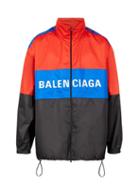 Matchesfashion.com Balenciaga - Contrast Panel Logo Print Jacket - Mens - Ruby