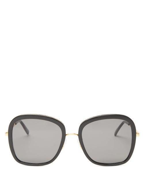 Matchesfashion.com Stella Mccartney - Oversized Square Bio Acetate And Metal Sunglasses - Womens - Black