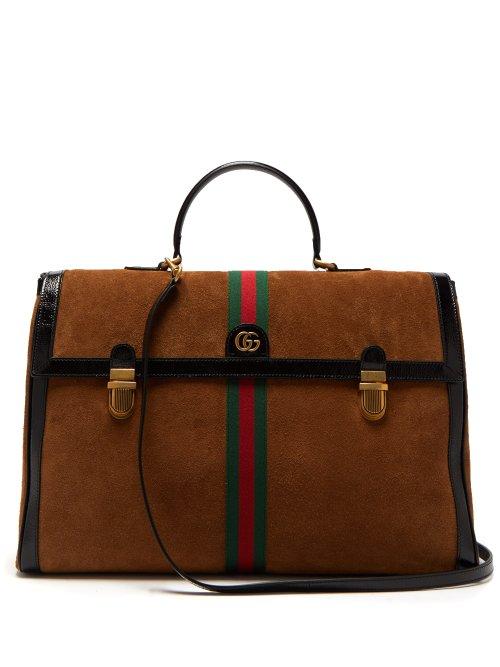 Matchesfashion.com Gucci - Ophidia Suede And Patent Leather Holdall - Mens - Brown Multi
