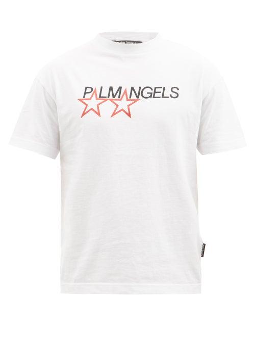 Palm Angels - Racing Star Logo-print Jersey T-shirt - Mens - White