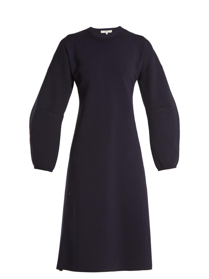 Tibi Sculptured-sleeve Wool-blend Ribbed-knit Dress