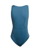 Matchesfashion.com Haight - Boat Neck Deep Square Back Swimsuit - Womens - Blue