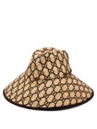 Matchesfashion.com Gucci - Gg Logo Wide Brimmed Raffia Hat - Womens - Beige
