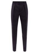 Fendi - Logo-patch Tailored Wool-blend Trousers - Mens - Black