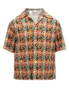 Matchesfashion.com Gucci - G-check Cotton-canvas Shirt - Mens - Orange Multi