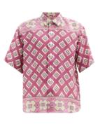 Matchesfashion.com Etro - Geometric And Floral-print Linen Shirt - Mens - Pink Multi