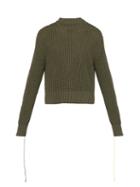 Matchesfashion.com Jil Sander - Raw Cuff Cotton Knit Sweater - Mens - Green
