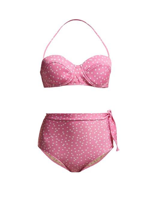 Matchesfashion.com Adriana Degreas - Mille Puncti High Waist Bikini - Womens - Pink White