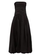 Matchesfashion.com Khaite - Ingrid Ruched Bandeau Puffball Cotton Dress - Womens - Black