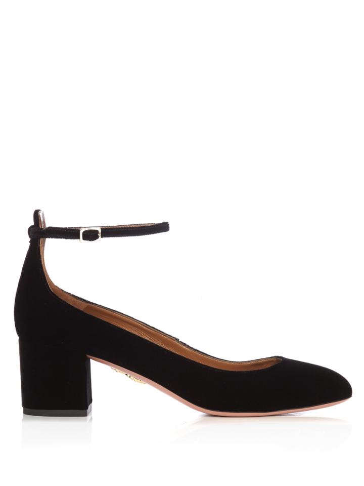 Aquazzura Alix Block-heel Suede Pumps