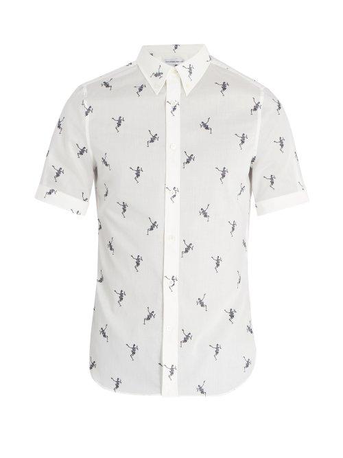 Matchesfashion.com Alexander Mcqueen - Dancing Skeleton Print Cotton Shirt - Mens - Ivory Multi