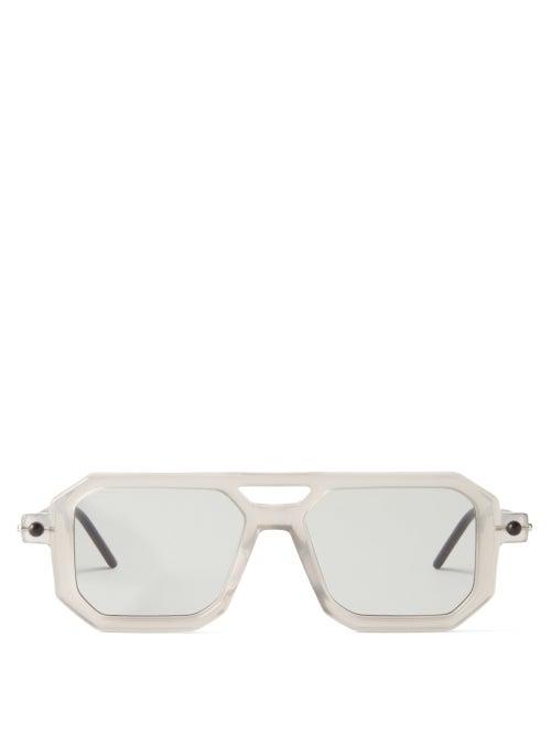 Kuboraum - P8 Aviator Acetate Sunglasses - Mens - Grey Black