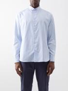 Brioni - Stand-collar Striped Cotton-poplin Shirt - Mens - Blue Multi