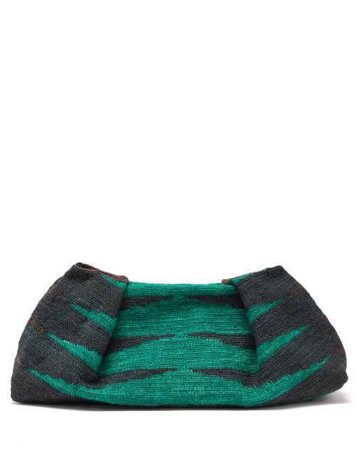 Sensi Studio - Maxi Geometric-weave Sisal Clutch Bag - Womens - Brown Multi