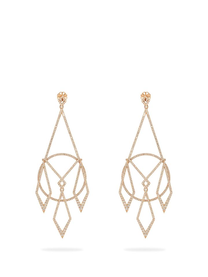 Diane Kordas Diamond & 18kt Rose-gold Earrings