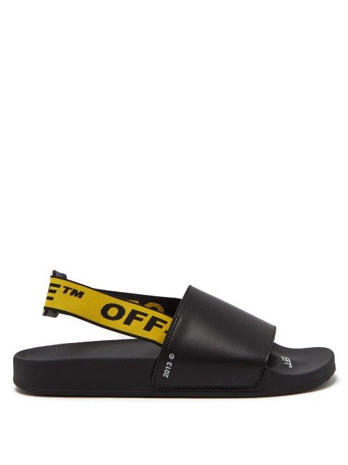 Matchesfashion.com Off-white - Industrial Strap Leather Slides - Mens - Black Multi