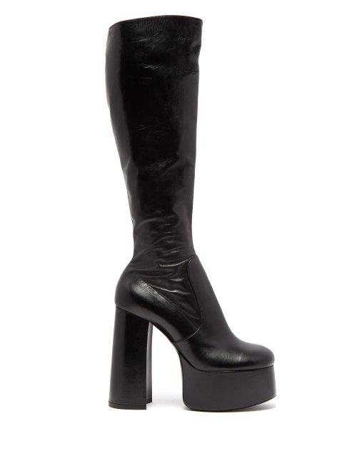 Matchesfashion.com Saint Laurent - Billy Leather Knee High Boots - Womens - Black