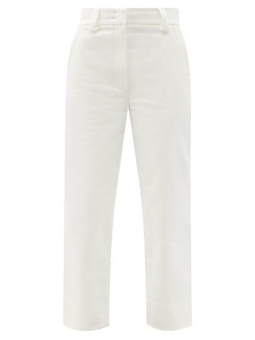 Matchesfashion.com Moncler - Cotton-gabardine Cropped Trousers - Womens - White