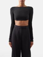 Pucci - Open-back Long-sleeved Jersey Cropped Top - Womens - Black