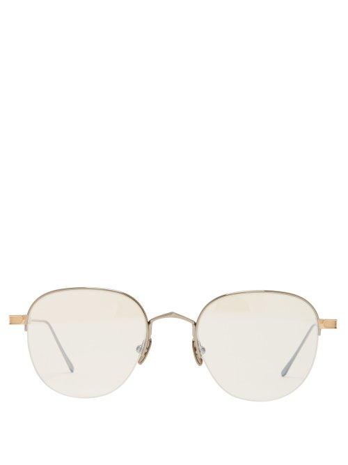 Matchesfashion.com Cartier Eyewear - Half Rim Metal Glasses - Womens - Gold
