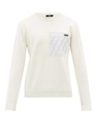 Matchesfashion.com Fendi - Ff Mesh-pocket Wool Sweater - Mens - White