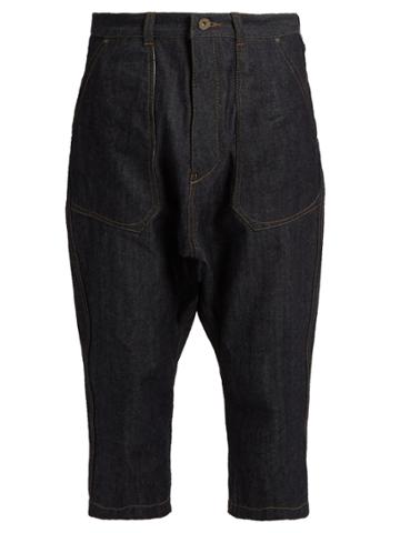 Yohji Yamamoto Regulation Cropped Dropped-crotch Jeans