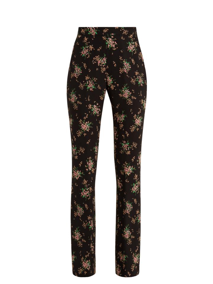 Msgm High-rise Floral-print Crepe Trousers