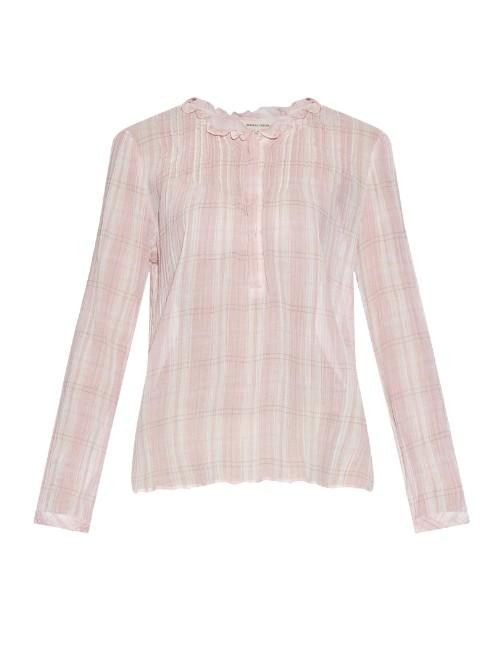 Rebecca Taylor Plaid Cotton-seersucker Top