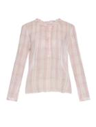 Rebecca Taylor Plaid Cotton-seersucker Top