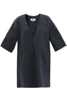 Ladies Rtw Mm6 Maison Margiela - V-neck Cotton Dress - Womens - Navy