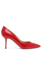 Matchesfashion.com Aquazzura - Purist 75 Crocodile Effect Leather Pumps - Womens - Red