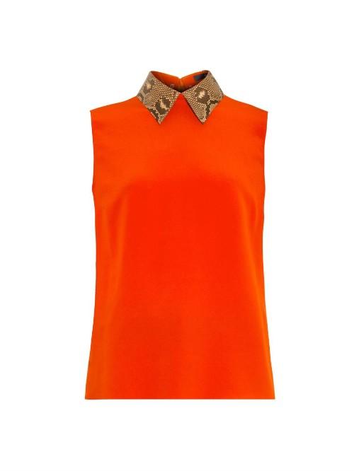 Gucci Python-collar Silk Top