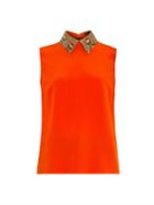 Gucci Python-collar Silk Top
